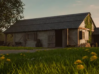 Modular Medieval Cottage Asset pack Low-poly 3D model
