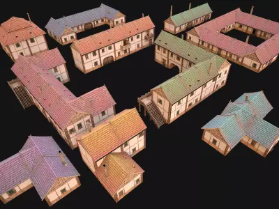 Medieval City Pack  10 Buildings  Low-poly 3D model