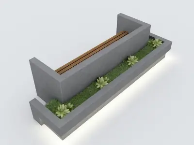 Modern Bench Street and Garden 3 3D model
