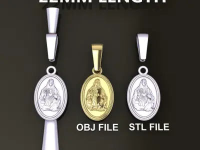 Oval Antique Jesus Christ Pendant 22mm Length 3D print model