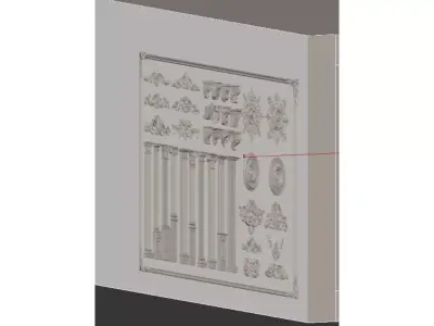 European classical style components Low-poly 3D model