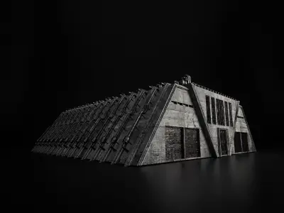 INDUSTRIAL SCIFI BUILDING 08 Low-poly 3D model