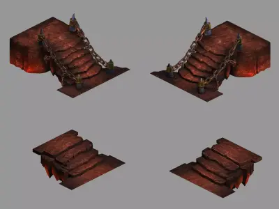 Lava Hell - Stone Ladder 32 3D model