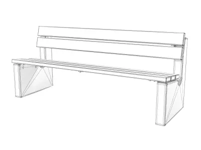 Maro Outdoor Bench with Backrest Free 3D model