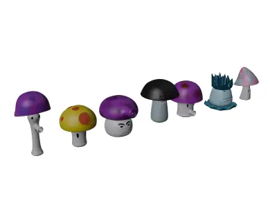 Mushroom attack -mushroom angry Low-poly 3D model