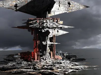 Sci-Fi Dark Egyptian scepterTower 3D model