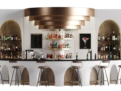 Bar 14 Curve Bar 110 Bottles 3D model