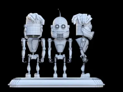 Robot three robots Low-poly 3D model