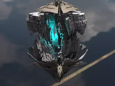 Floating Sci fi Shroomcliff  I 3D model