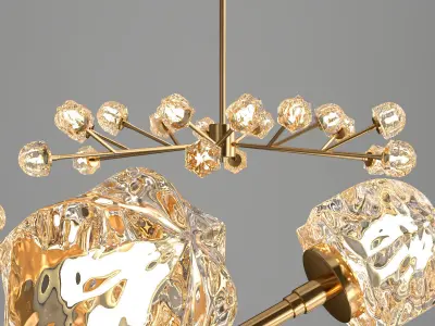 ORION gold chandelier with crystals hanging from it 3D model
