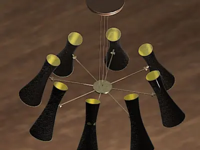 Cairo Mid-Century Chandelier - Eight-Arm - High Poly 3D model