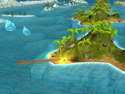Island Set in ocean with palm trees Low-poly 3D model