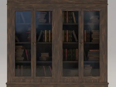 Glass Door Antique Bookcase 3D model