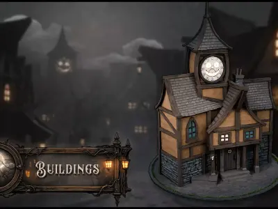 3DT Haunted Village Modular Asset Pack Low-poly 3D model