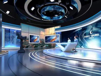  live broadcast studio Low-poly 3D model