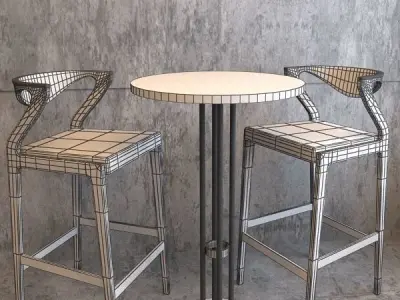 wooden stool 3 Low-poly 3D model