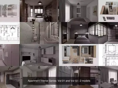  Apartment Interior Series  Vol 01 and Vol 02 3D Model Pack