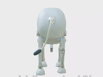 Mechanical Elephant with Metallic Thin Legs and Grabbing Trunk Low-poly 3D model