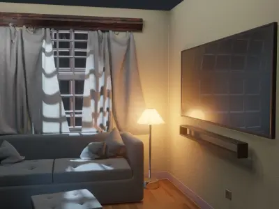 interior living space with furniture 3D model
