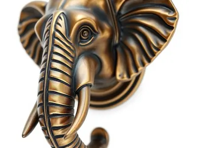 Elephant Head Door Handle Sculpture model pack Low-poly 3D model