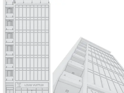 Modern office building No 2 Low-poly 3D model