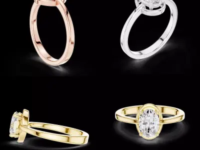 Oval Cut Solitaire Engagement Ring CAD Design Minimal Style 3D print model