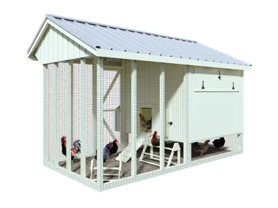 Hen hause white for 14-16 chickens 3D model