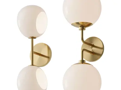 Minimalist Globe Sconce and Xaviero Glass Vanity Light 3D model
