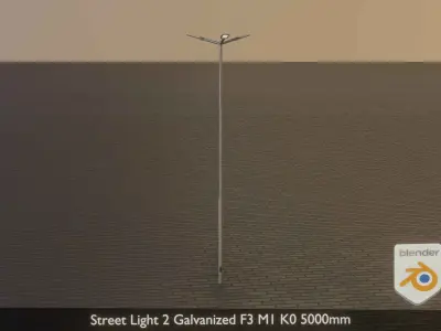 Street Light 2 Galvanized F3 M1 K0 5000 mm Low-poly 3D model