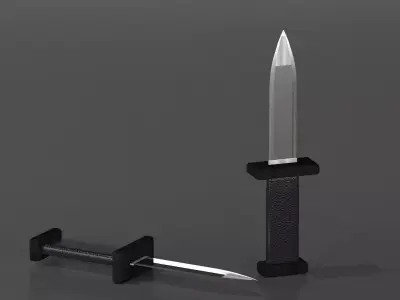 3d knife with leather hadle in 3d studio max  Low-poly 3D model