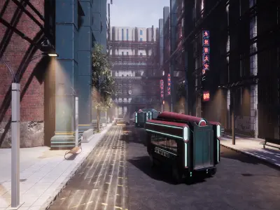 CyberPunk Sci-Fi Environment Low-poly 3D model