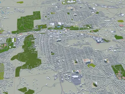 Rapid City South Dakota 50km Low-poly 3D model