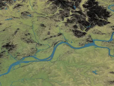 Pyongyang - Topography Terrain Low-poly 3D model