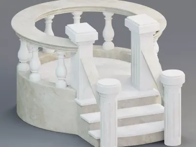 Stone balcony railing 3D model