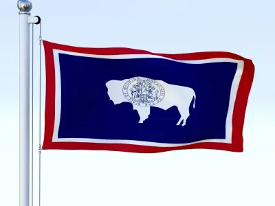 Animated Wyoming Flag Low-poly 3D model
