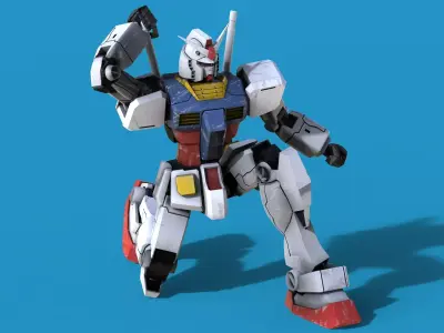 Gundam RX-78 Low-poly 3D model