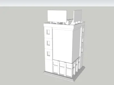 4 Story Office Building Corner Shopping Centre by Outland Models Low-poly 3D model