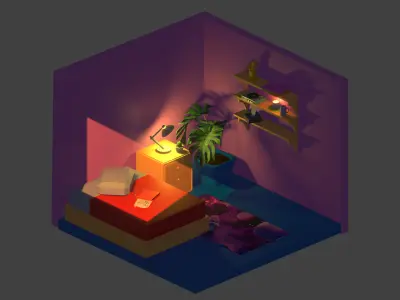 Isometric room Free low-poly 3D model buy