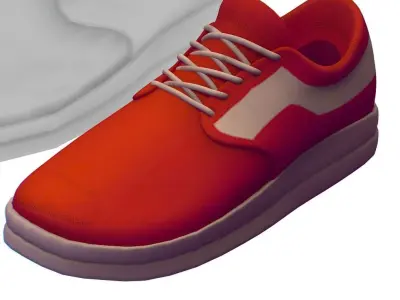 Cartoon High Poly Subdivision Red Sneakers Low-poly 3D model