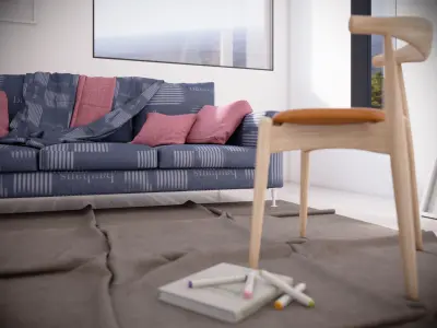 High Poly Folded Floor Carpet 3D model