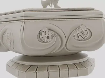 Fantasy Stone Temple Brazier for 3D print Low-poly 3D model
