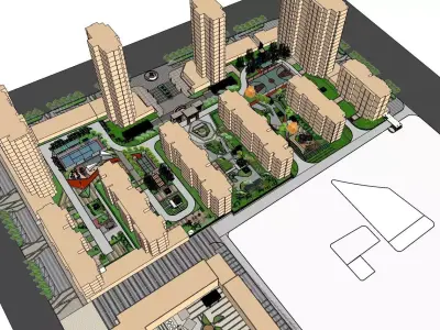 5 theme park  center of apartment massing  3D model