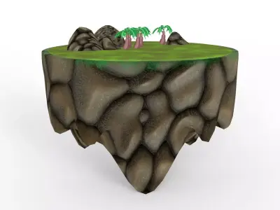 Cartoon Island Low-poly 3D model