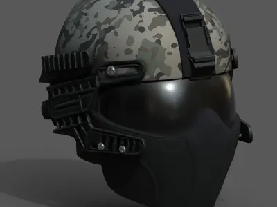 Helmet scifi military combat 3d model low poly fantasy  Low-poly 3D model