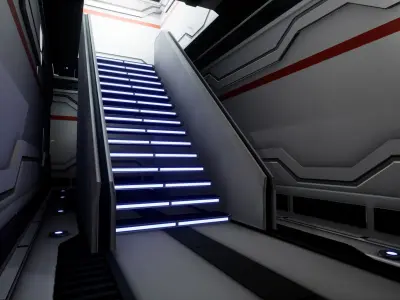Sci Fi Laboratory Hallway Corridor Low-poly 3D model