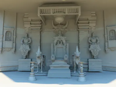 Durbar king court darbar fort interior 3d model 3D model