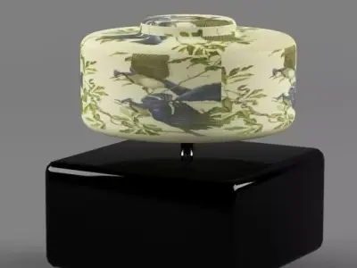 Table Lamp  with Birds Pattern Gridded  Free 3D model