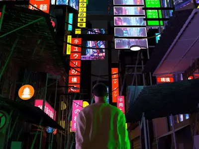 man Walking in Tokyo city    Low-poly 3D model