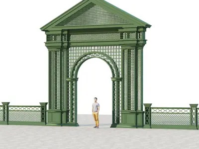 Entrance  arch for parks and alleys Low-poly 3D model