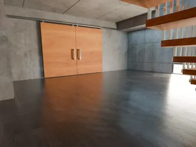 Concrete Interior - Modern Minimalist Hall Low-poly 3D model